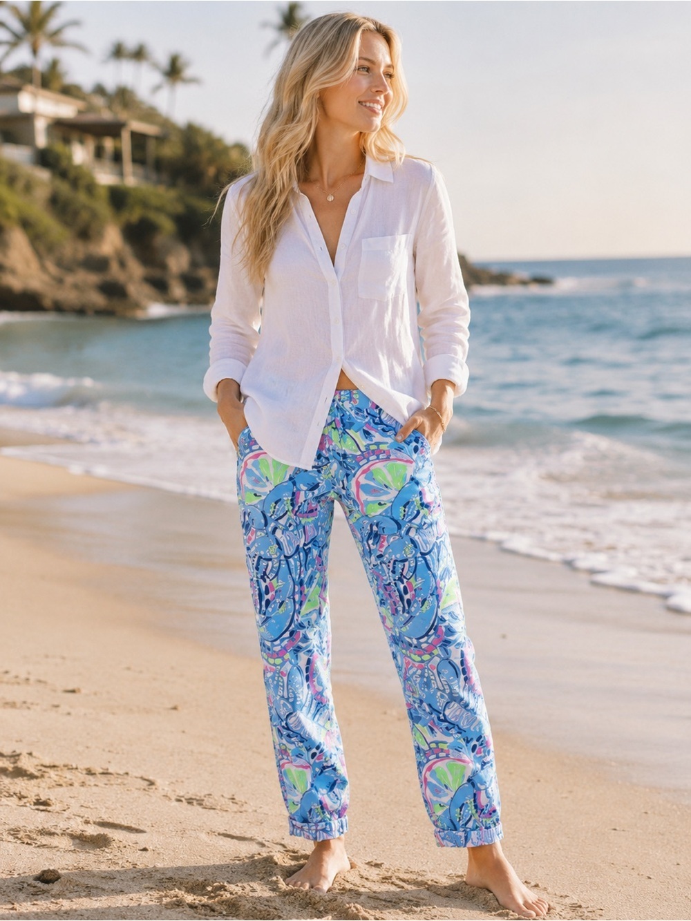 NWT Aden linen pants blue peri pinch pinch​ Size XXS fits XS